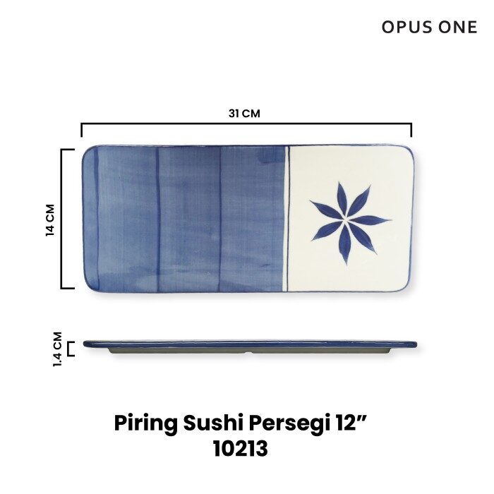 Opus One Piring Sushi Persegi 12 Bunga Patern 10213