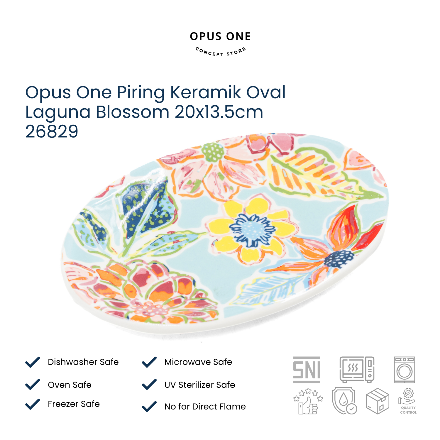 Opus One Piring Keramik Oval Laguna Blossom 20x13.5cm 26829