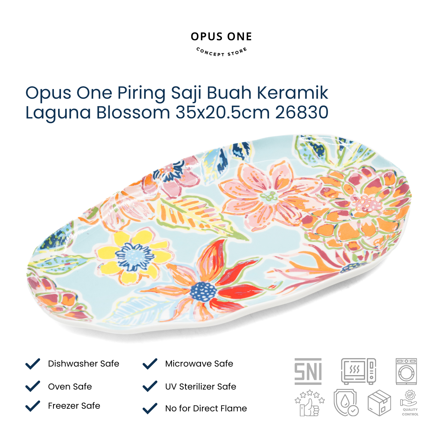 Opus One Piring Saji Buah Keramik Laguna Blossom 35x20.5cm 26830