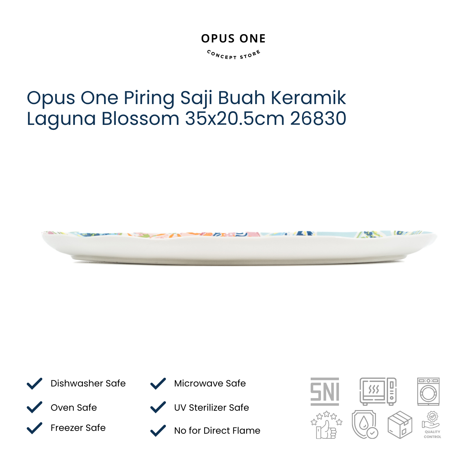 Opus One Piring Saji Buah Keramik Laguna Blossom 35x20.5cm 26830 - Image 3