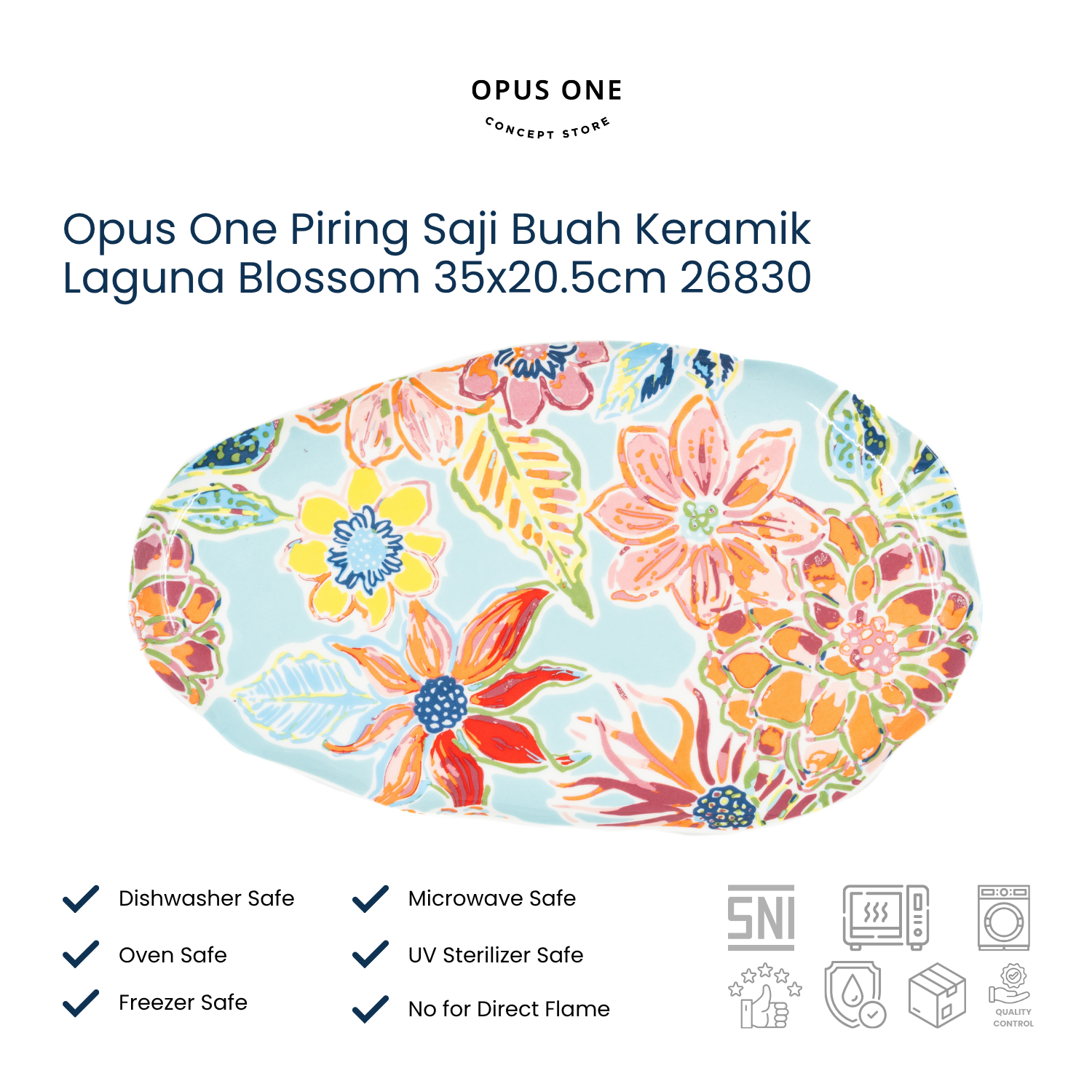 Opus One Piring Saji Buah Keramik Laguna Blossom 35x20.5cm 26830 - Image 2