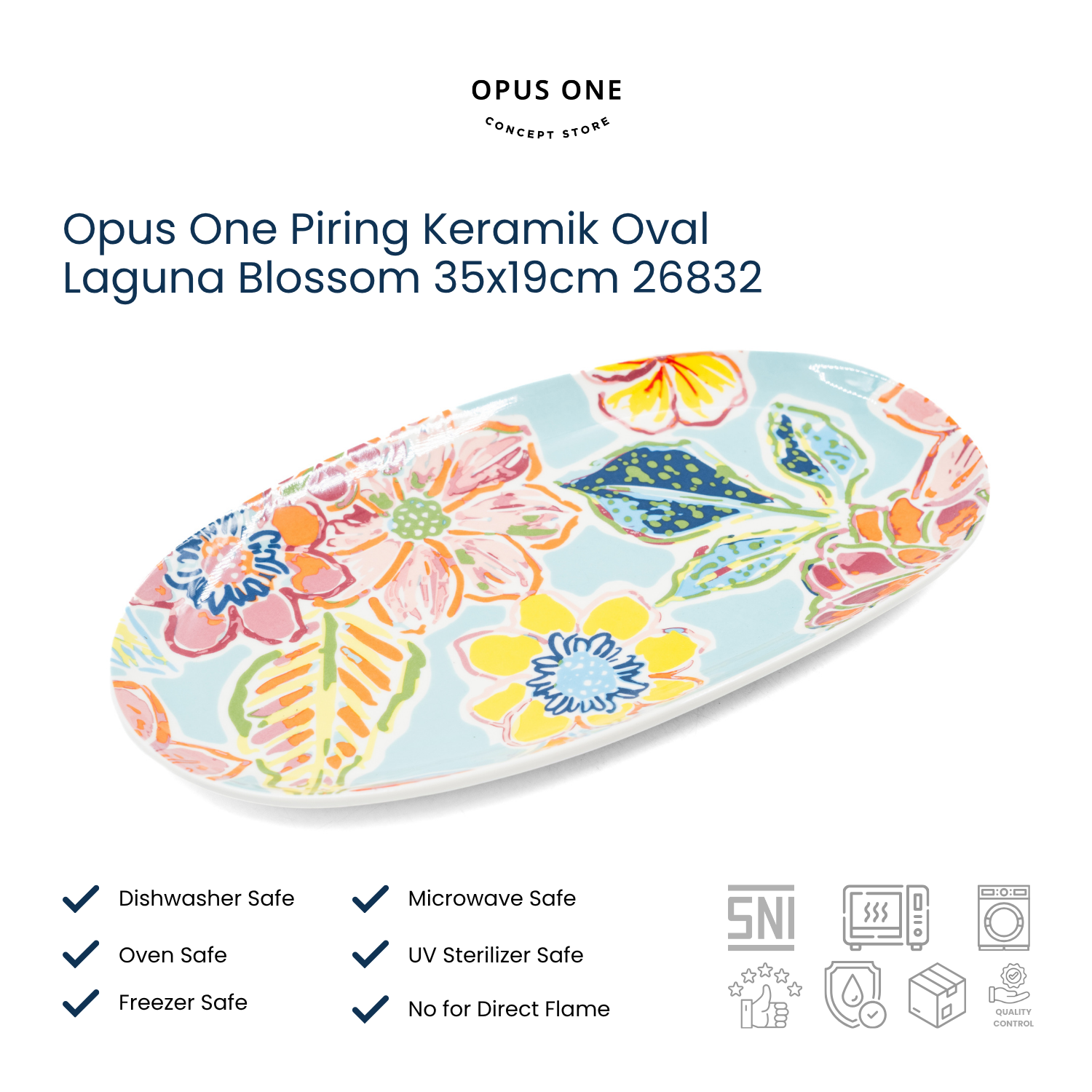 Opus One Piring Keramik Oval Laguna Blossom 35x19cm 26832
