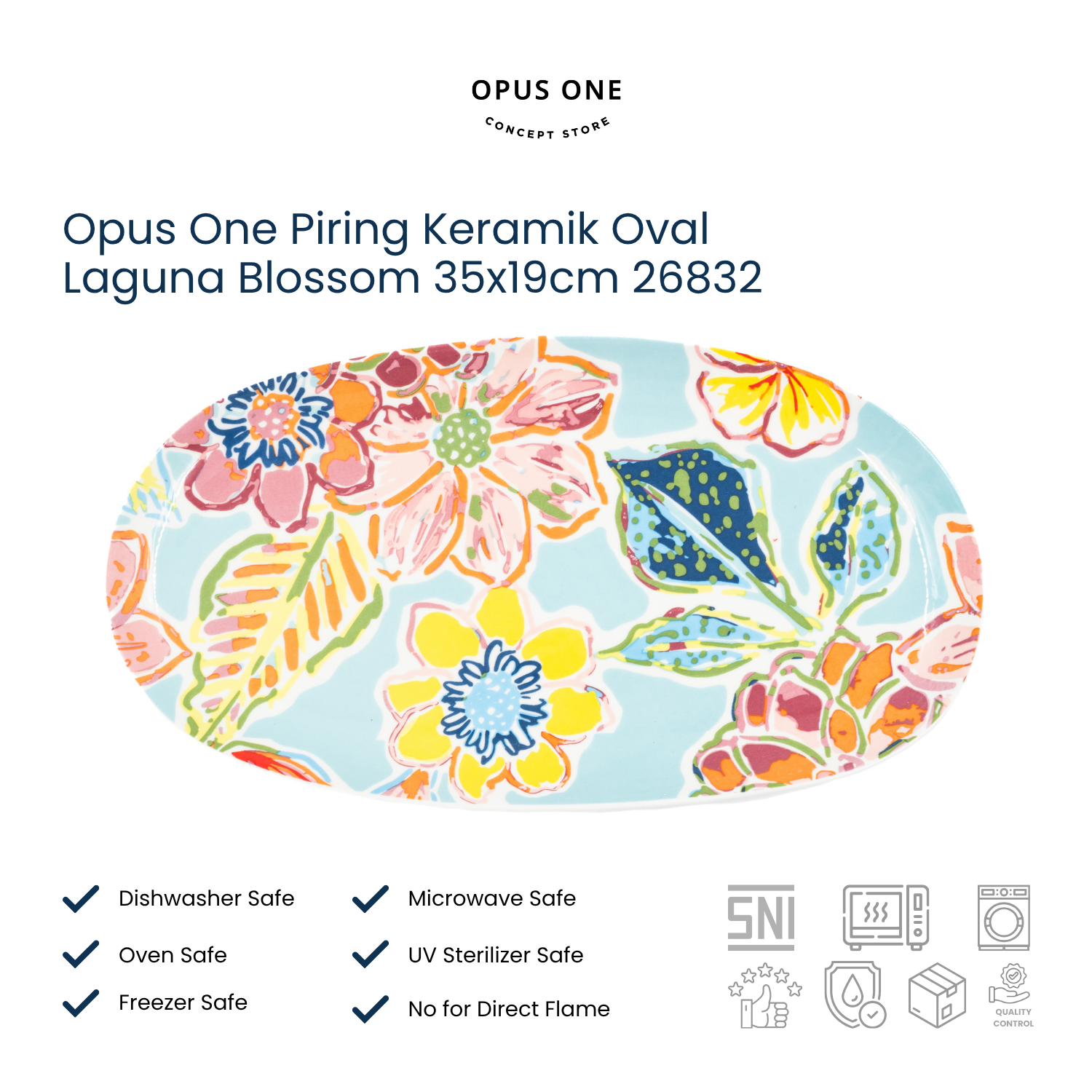 Opus One Piring Keramik Oval Laguna Blossom 35x19cm 26832 - Image 2