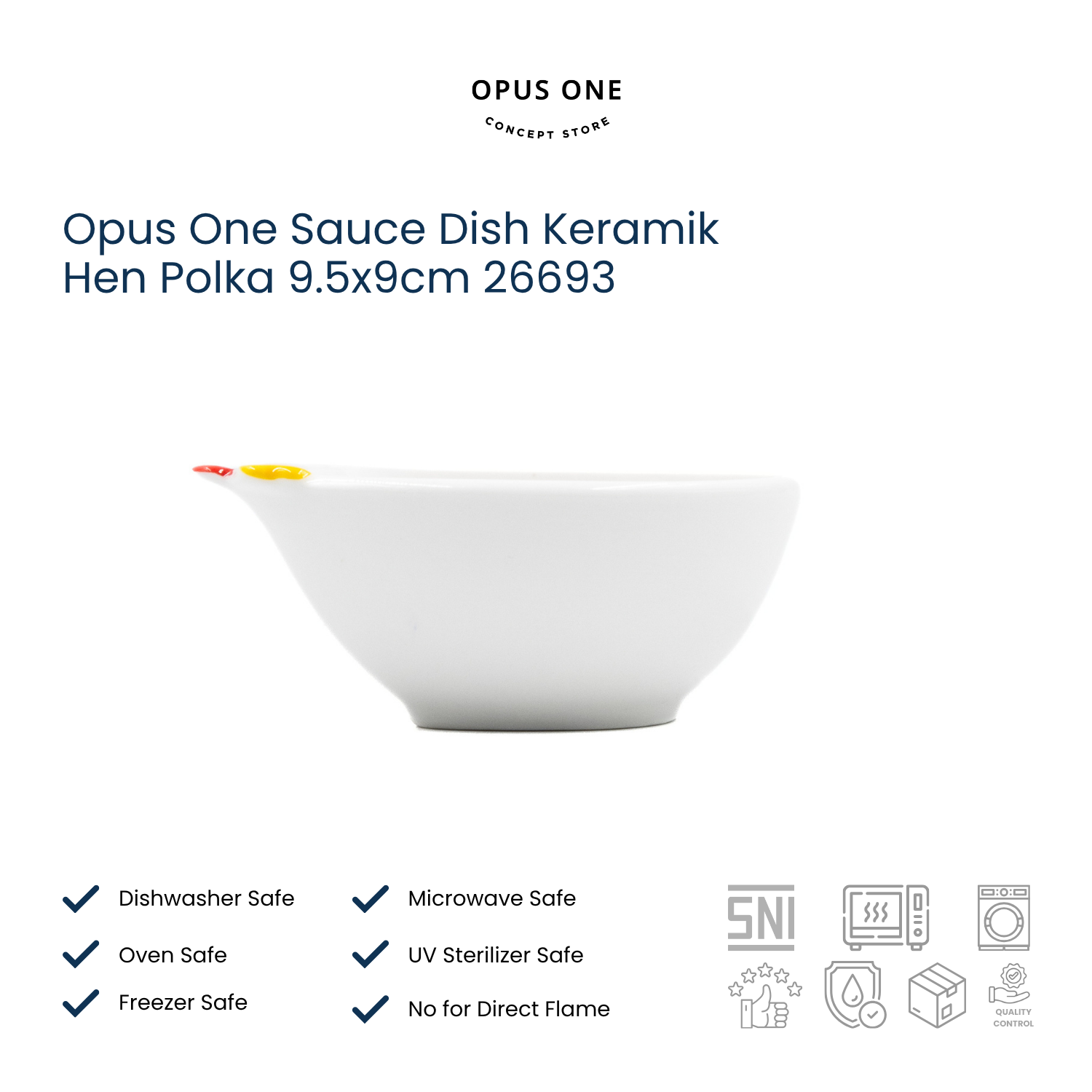 Opus One Sauce Dish Keramik Hen Polka 9.5x9cm 26693 - Image 2