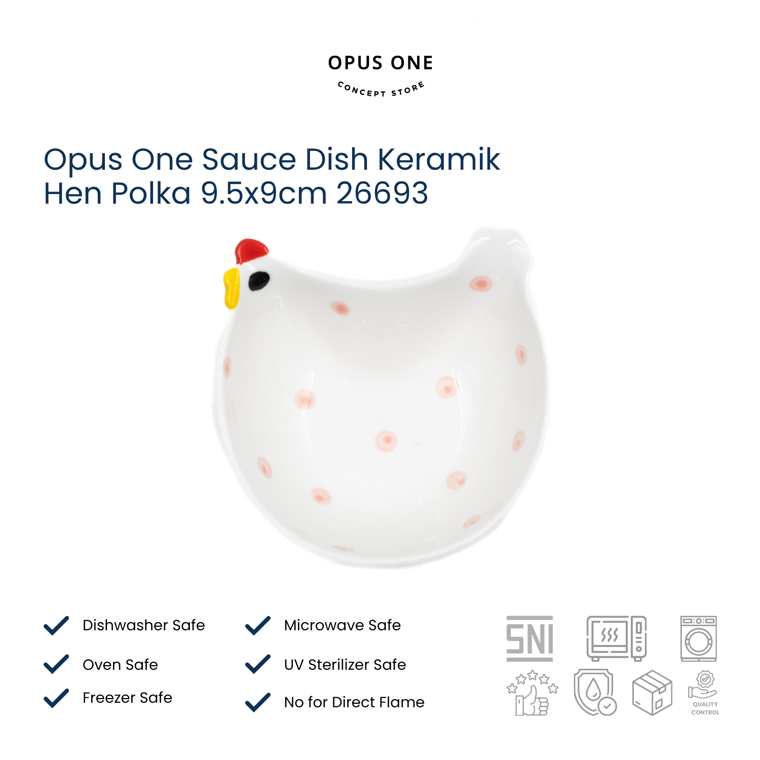 Opus One Sauce Dish Keramik Hen Polka 9.5x9cm 26693 - Image 3