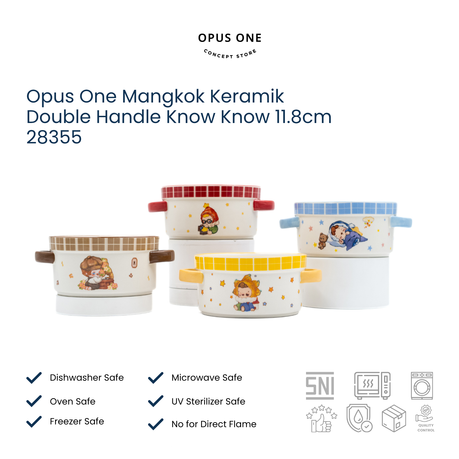 Opus One Mangkok Keramik Double Handle Know Know 11.8cm 28355