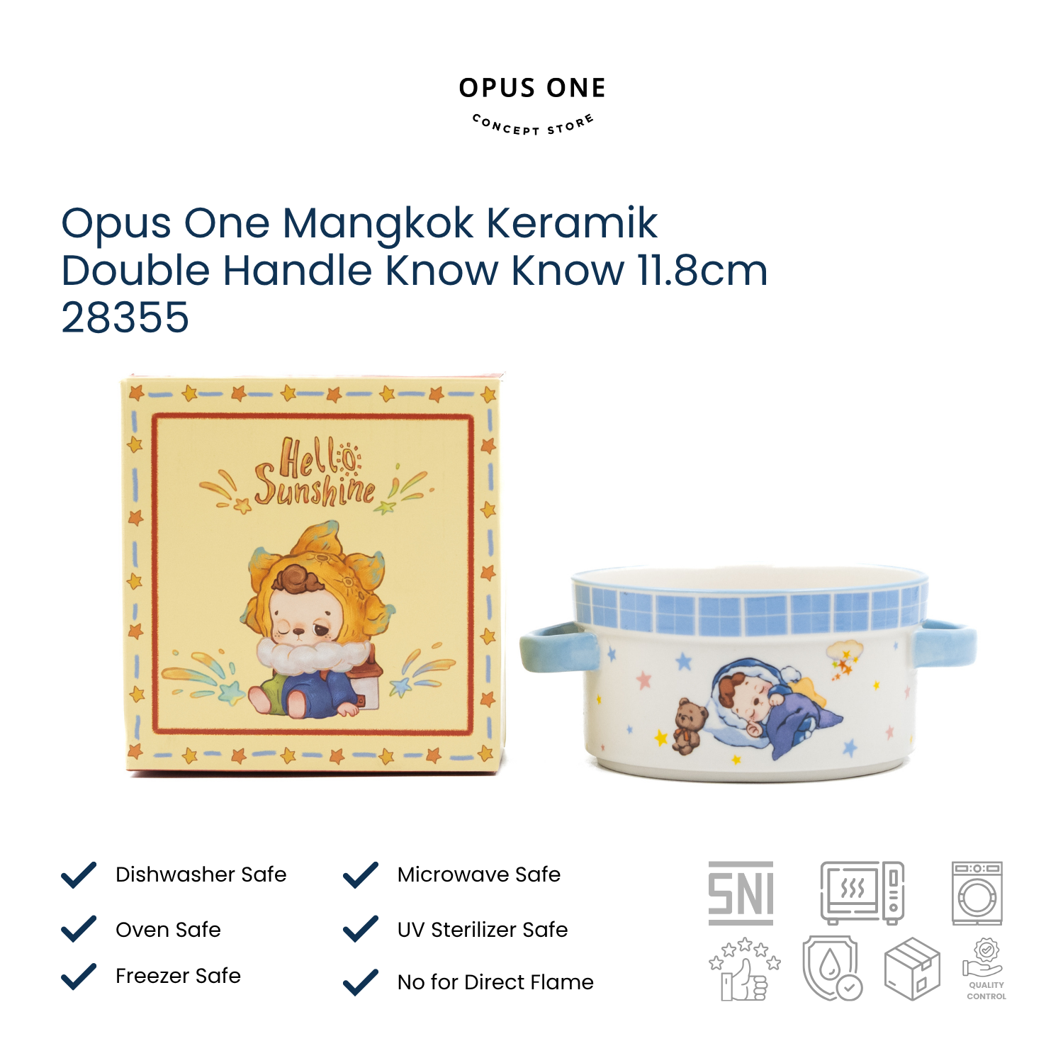 Opus One Mangkok Keramik Double Handle Know Know 11.8cm 28355 - Image 2