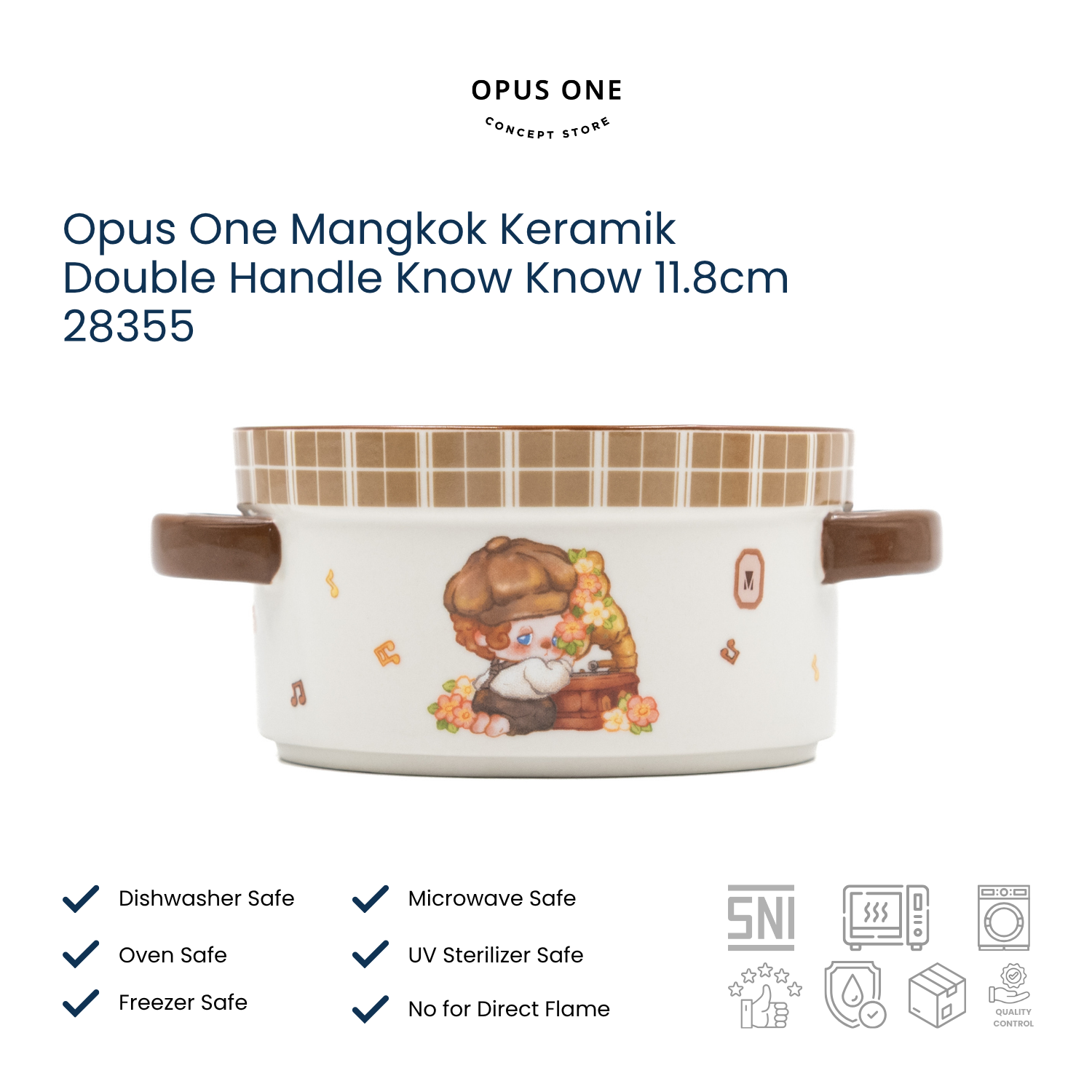 Opus One Mangkok Keramik Double Handle Know Know 11.8cm 28355 - Image 5