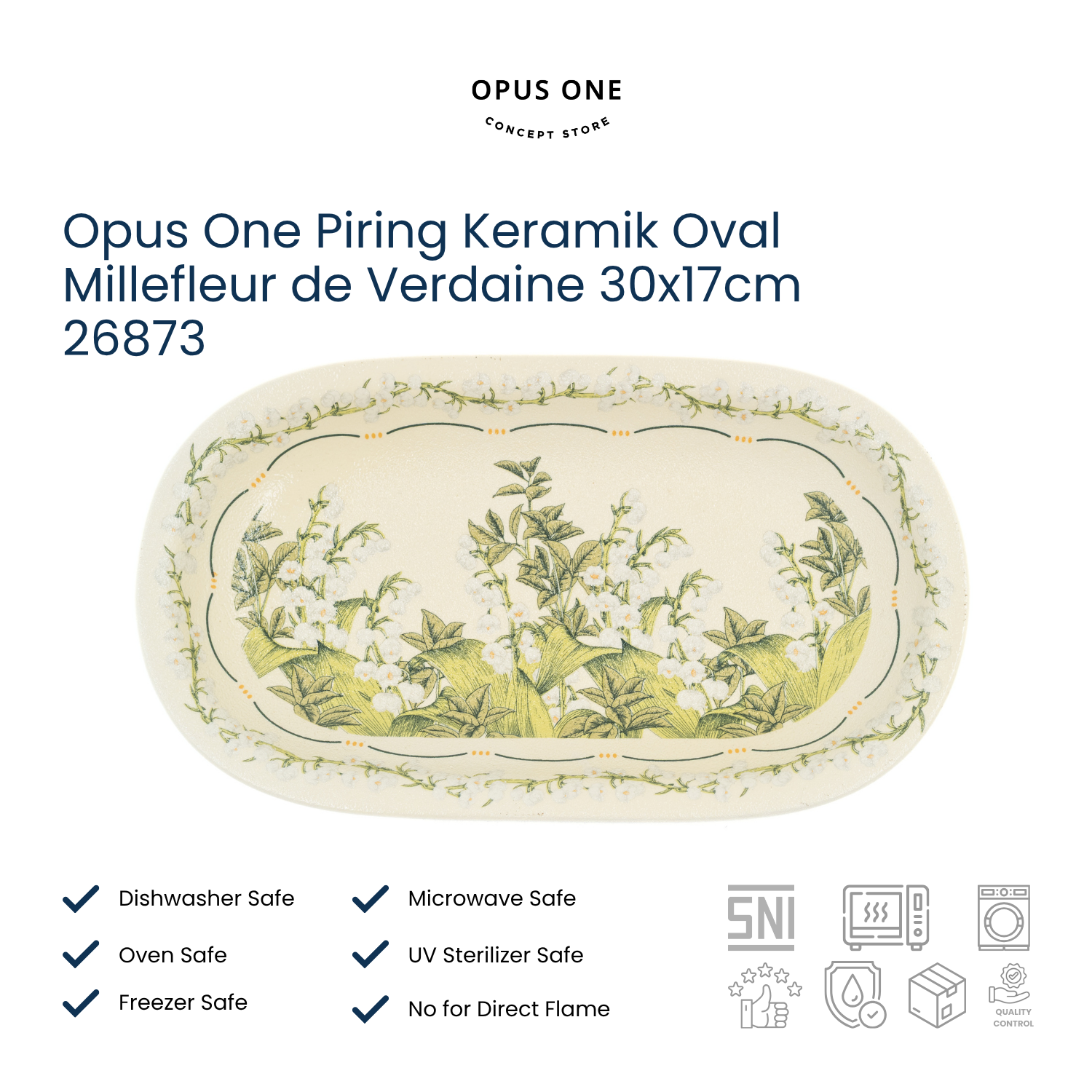 Opus One Piring Keramik Oval Millefleur de Verdaine 30x17cm 26873