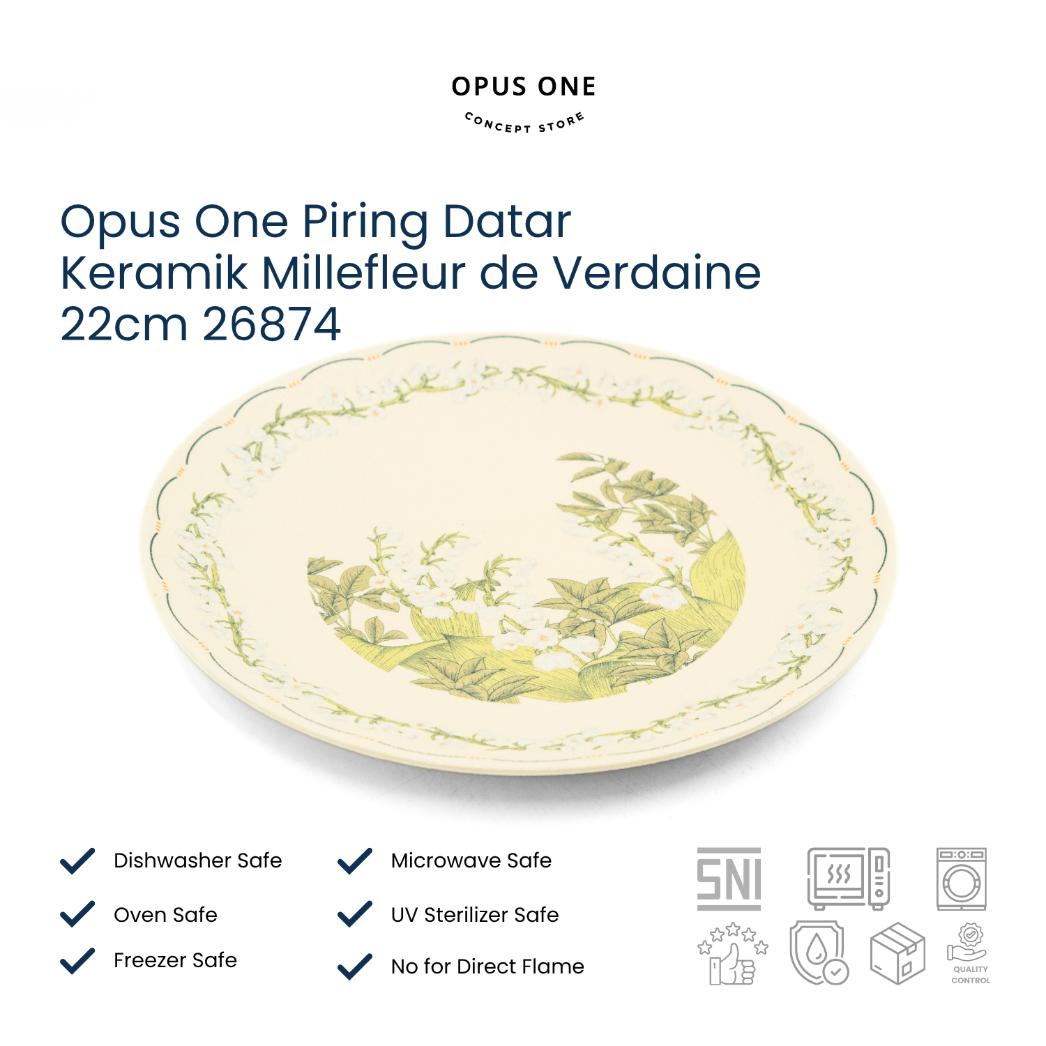 Opus One Piring Datar Keramik Millefleur de Verdaine 22cm 26874