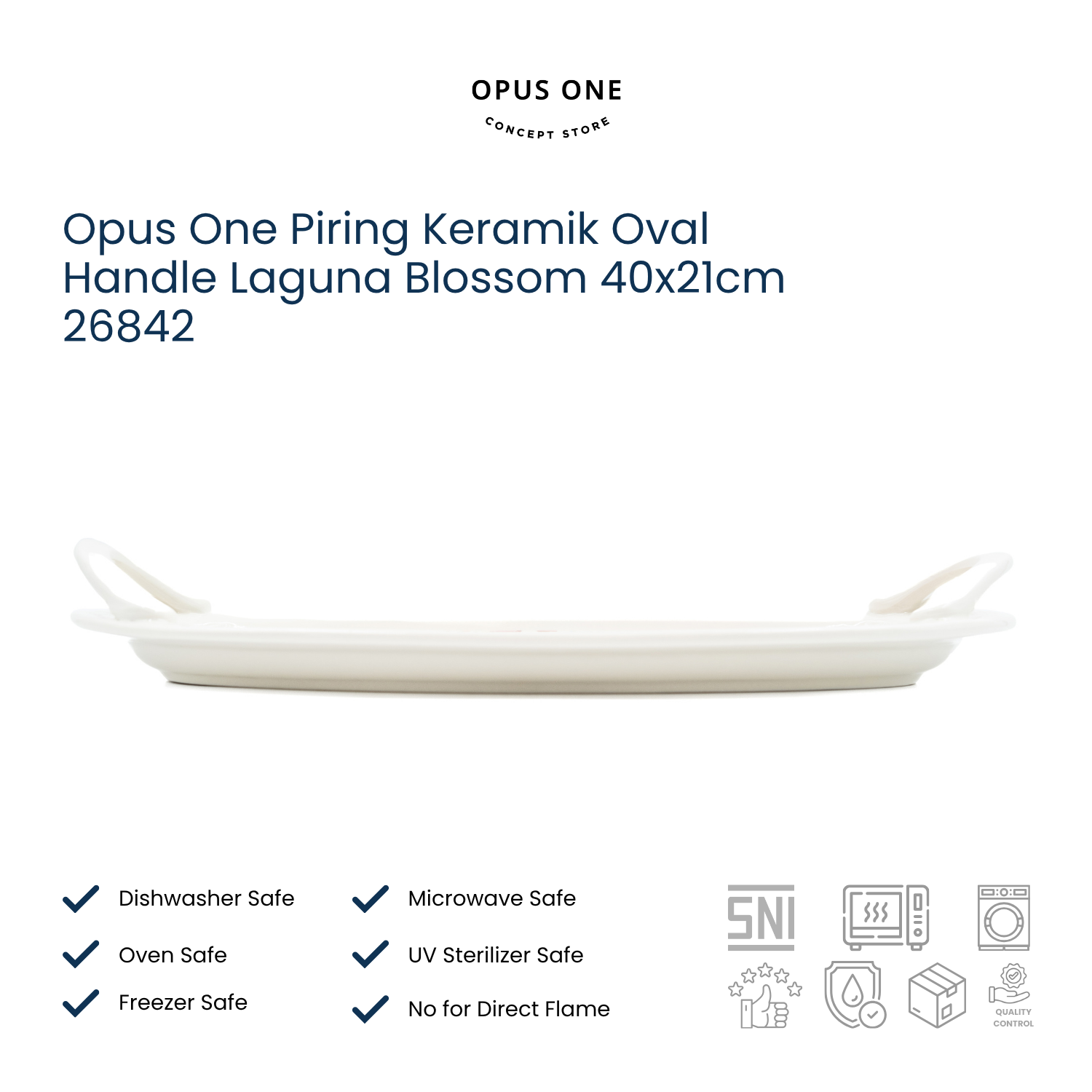 Opus One Piring Keramik Oval Handle Laguna Blossom 40x21cm 26842 - Image 3
