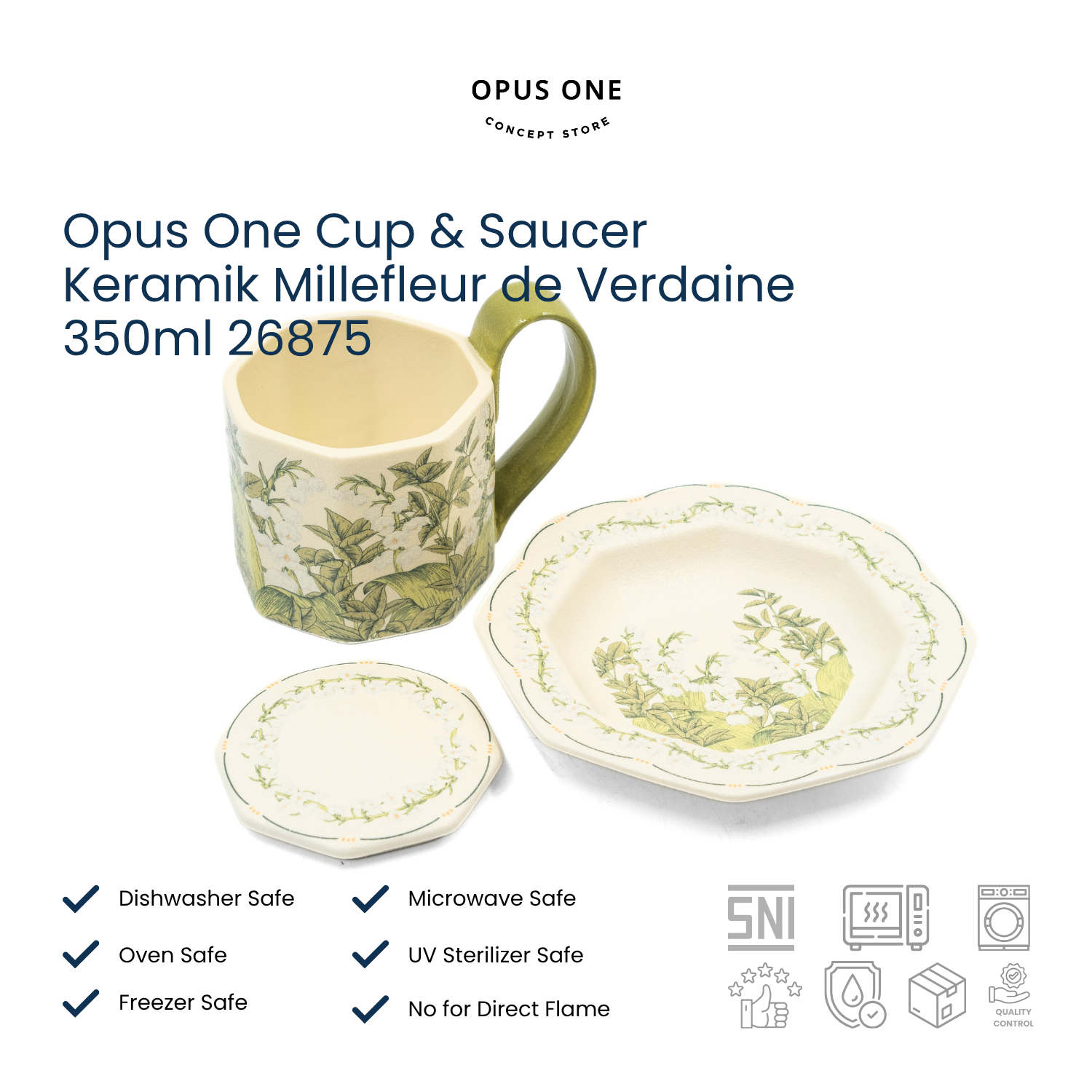 Opus One Cup & Saucer Keramik Millefleur de Verdaine 350ml 26875 - Image 2